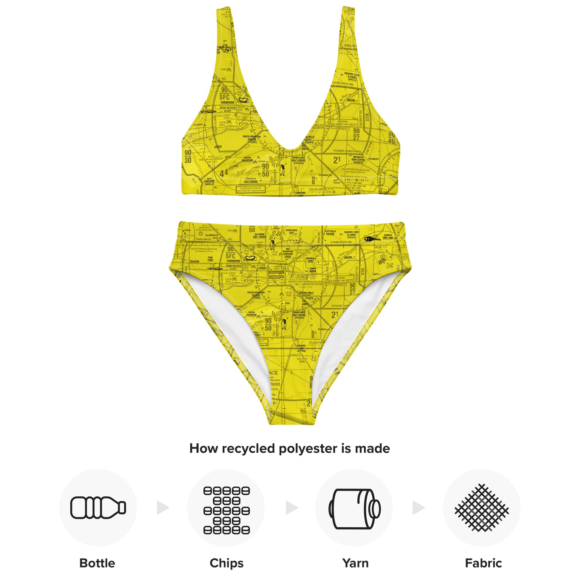 Phoenix TAC Chart recycled high-waisted bikini (yellow)
