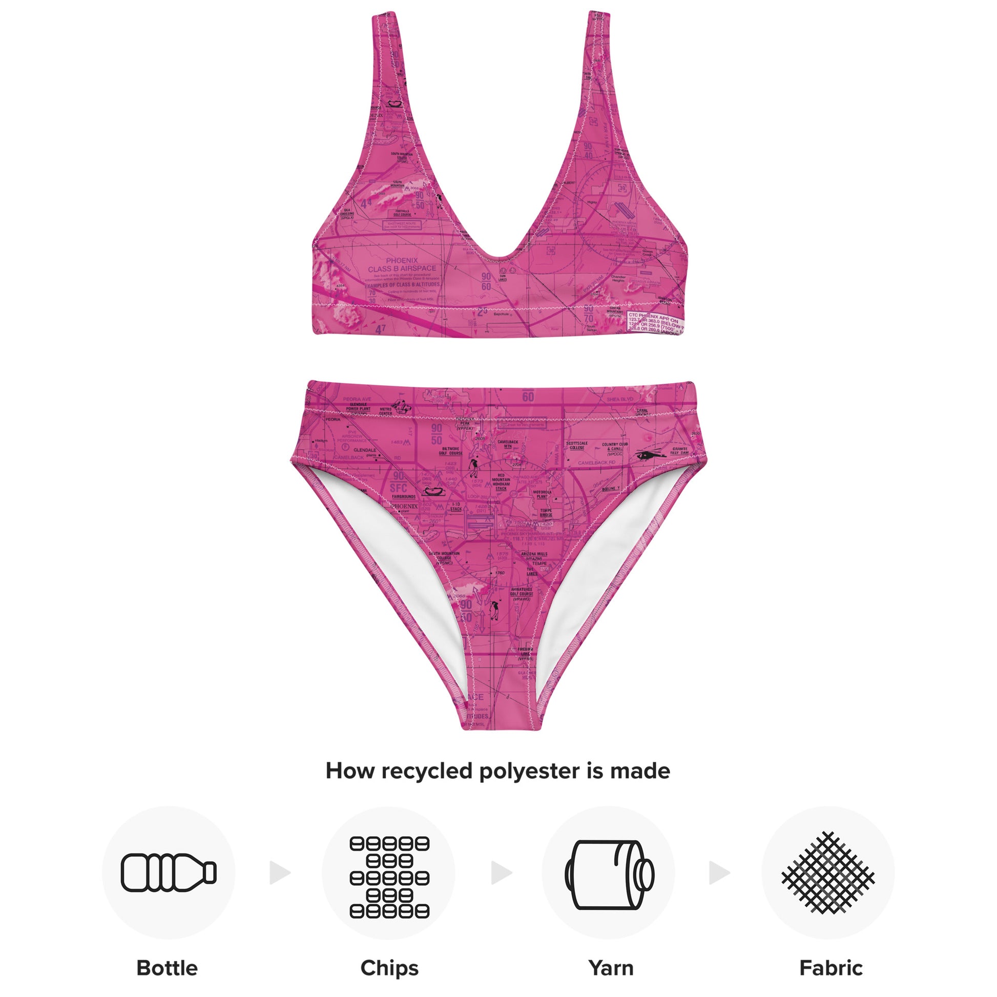 Phoenix TAC Chart recycled high-waisted bikini (pink)