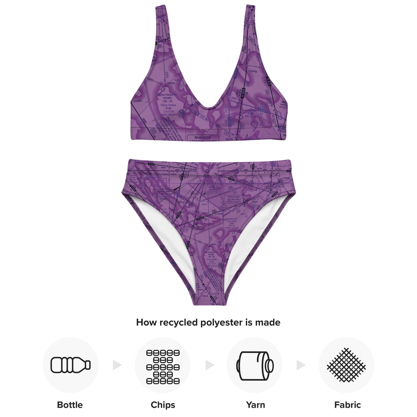 Enroute Low Altitude Chart recycled high-waisted bikini (ELUS1/purple)