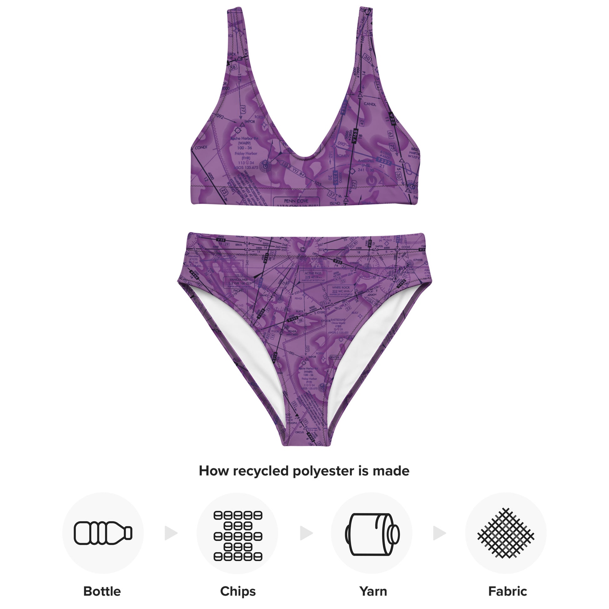 Enroute Low Altitude Chart recycled high-waisted bikini (ELUS1/purple)