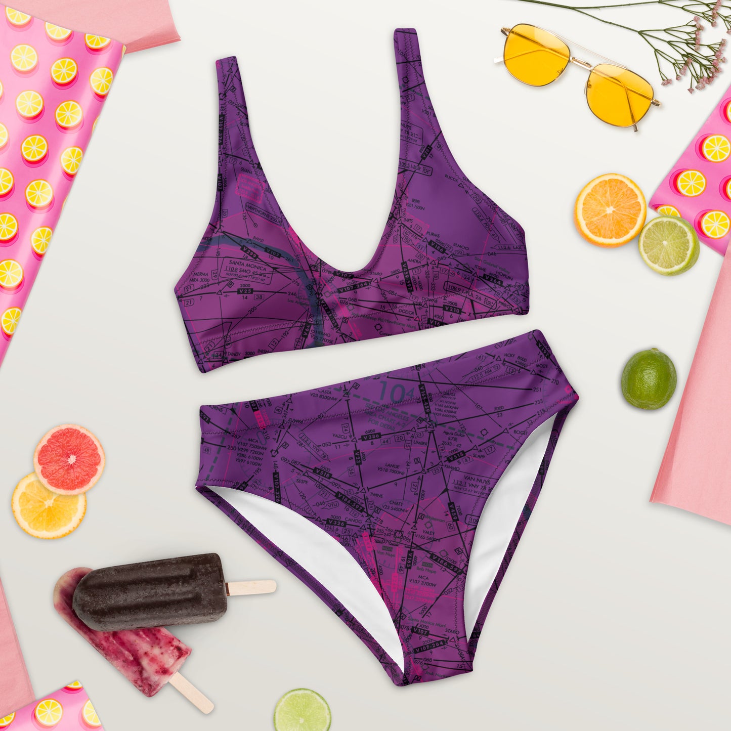 Enroute Low Altitude Chart recycled high-waisted bikini (ELUS3/purple)
