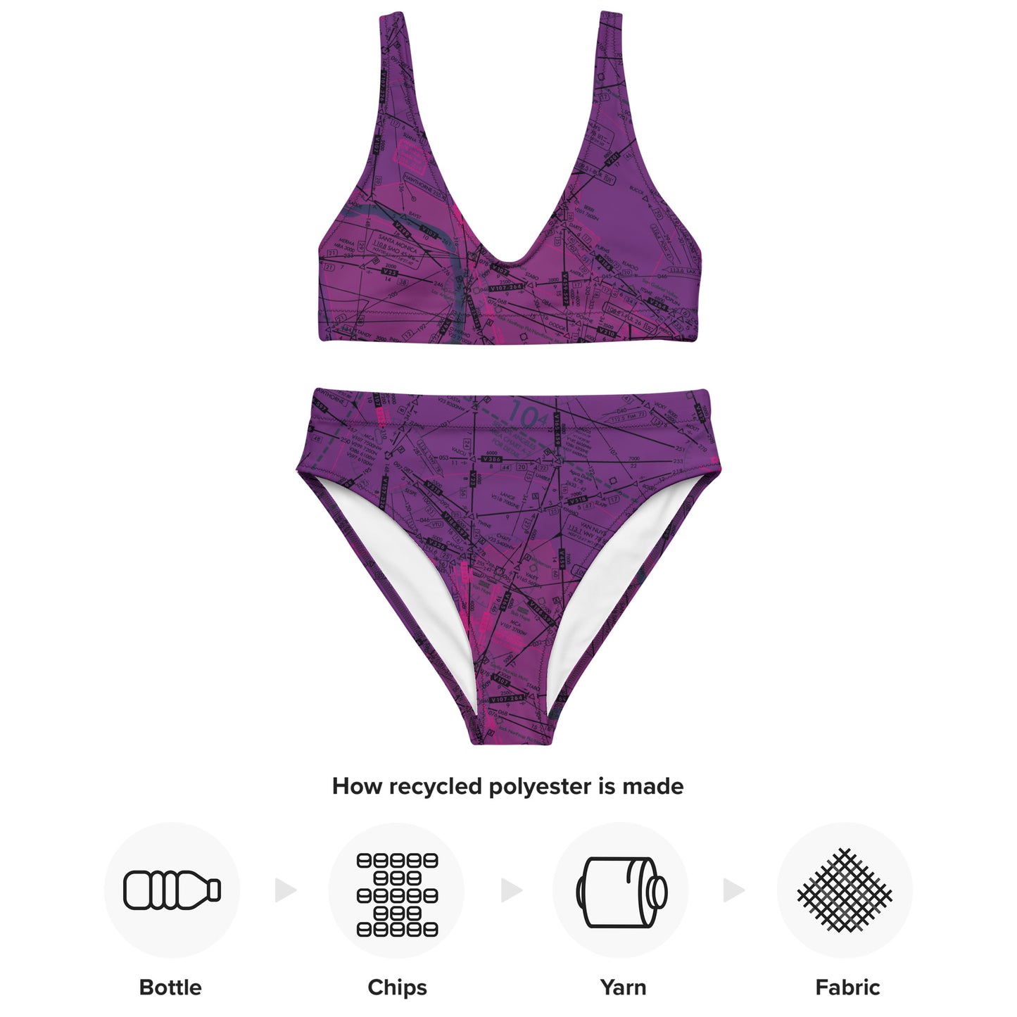 Enroute Low Altitude Chart recycled high-waisted bikini (ELUS3/purple)