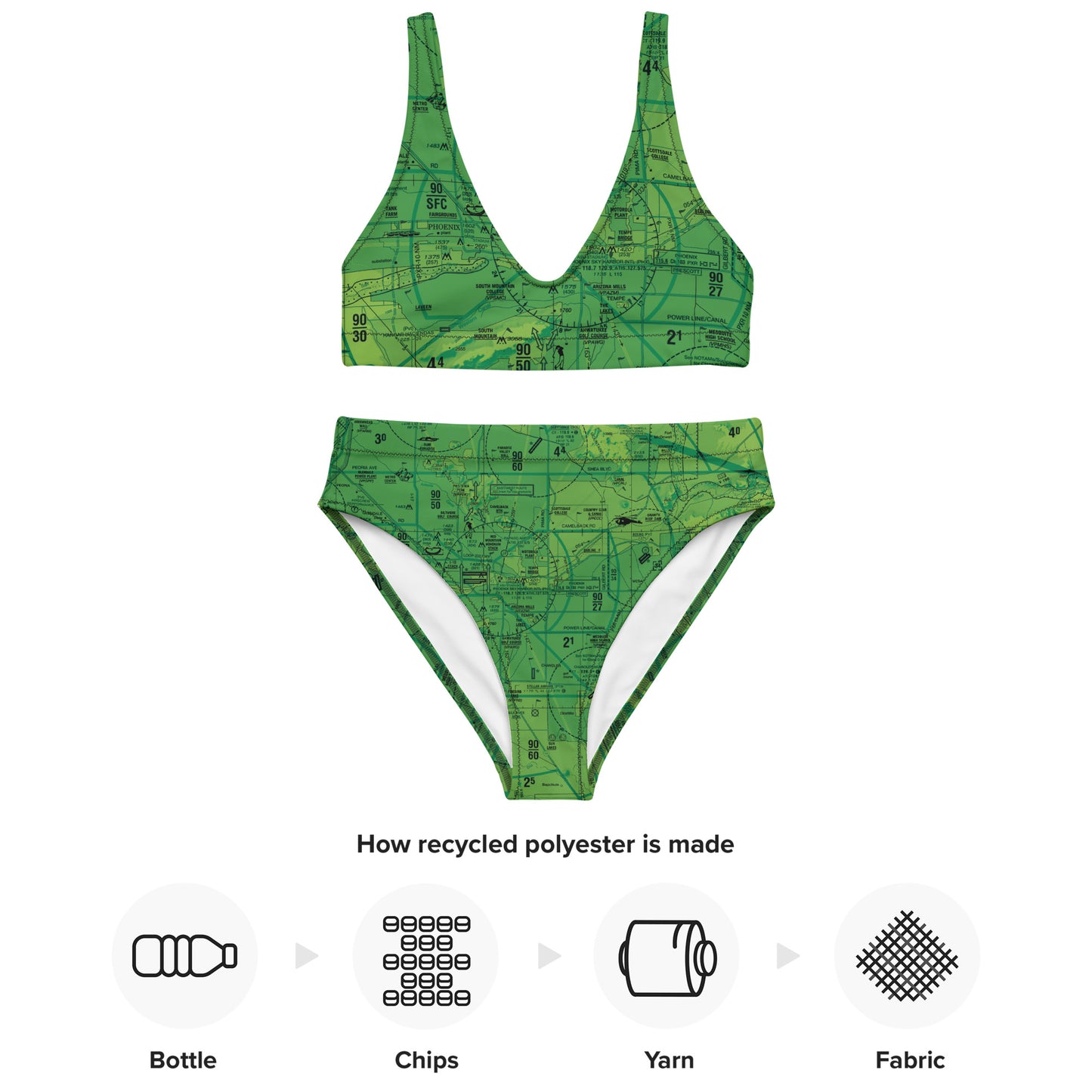 Phoenix TAC Chart recycled high-waisted bikini (green)