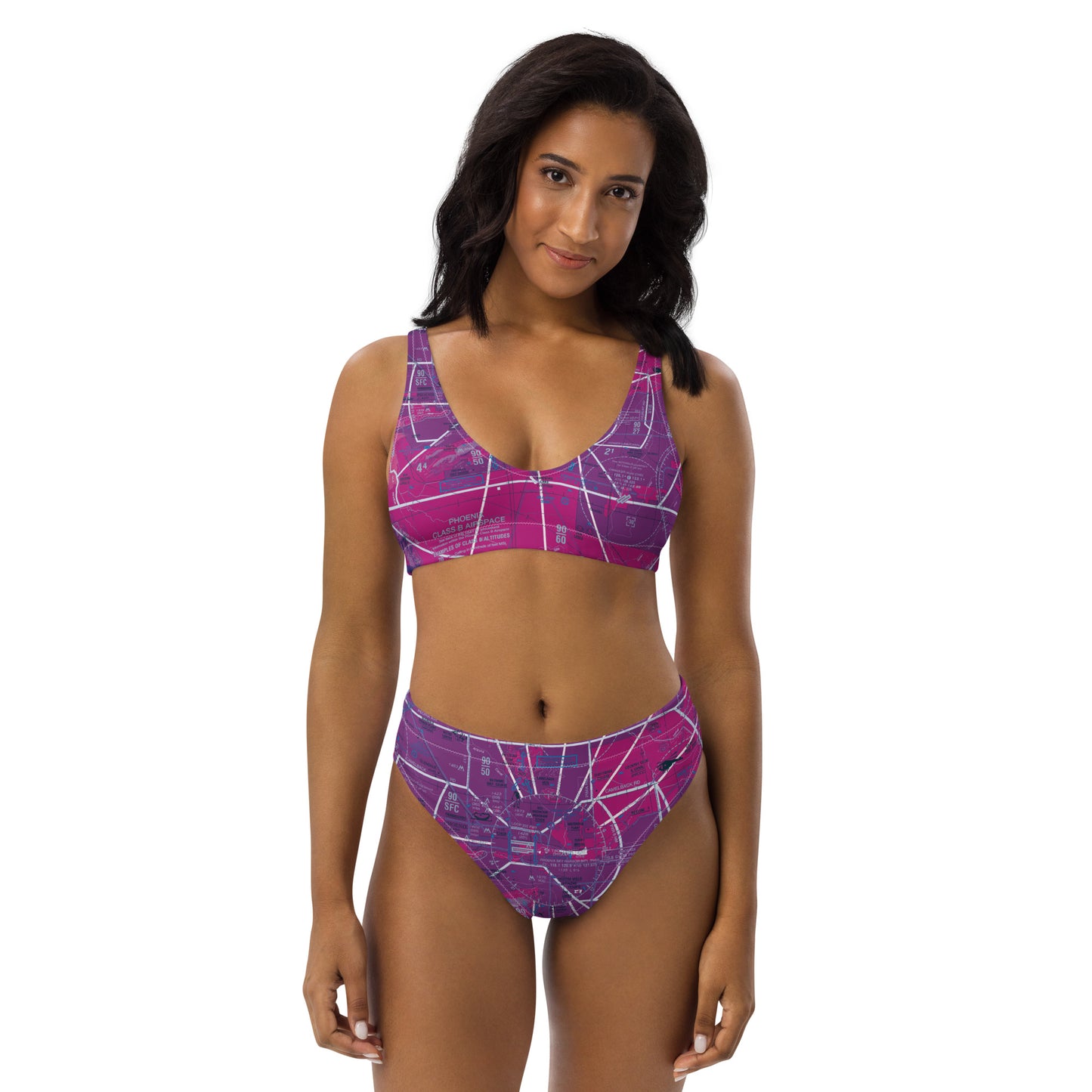 Phoenix TAC Chart recycled high-waisted bikini (pink)
