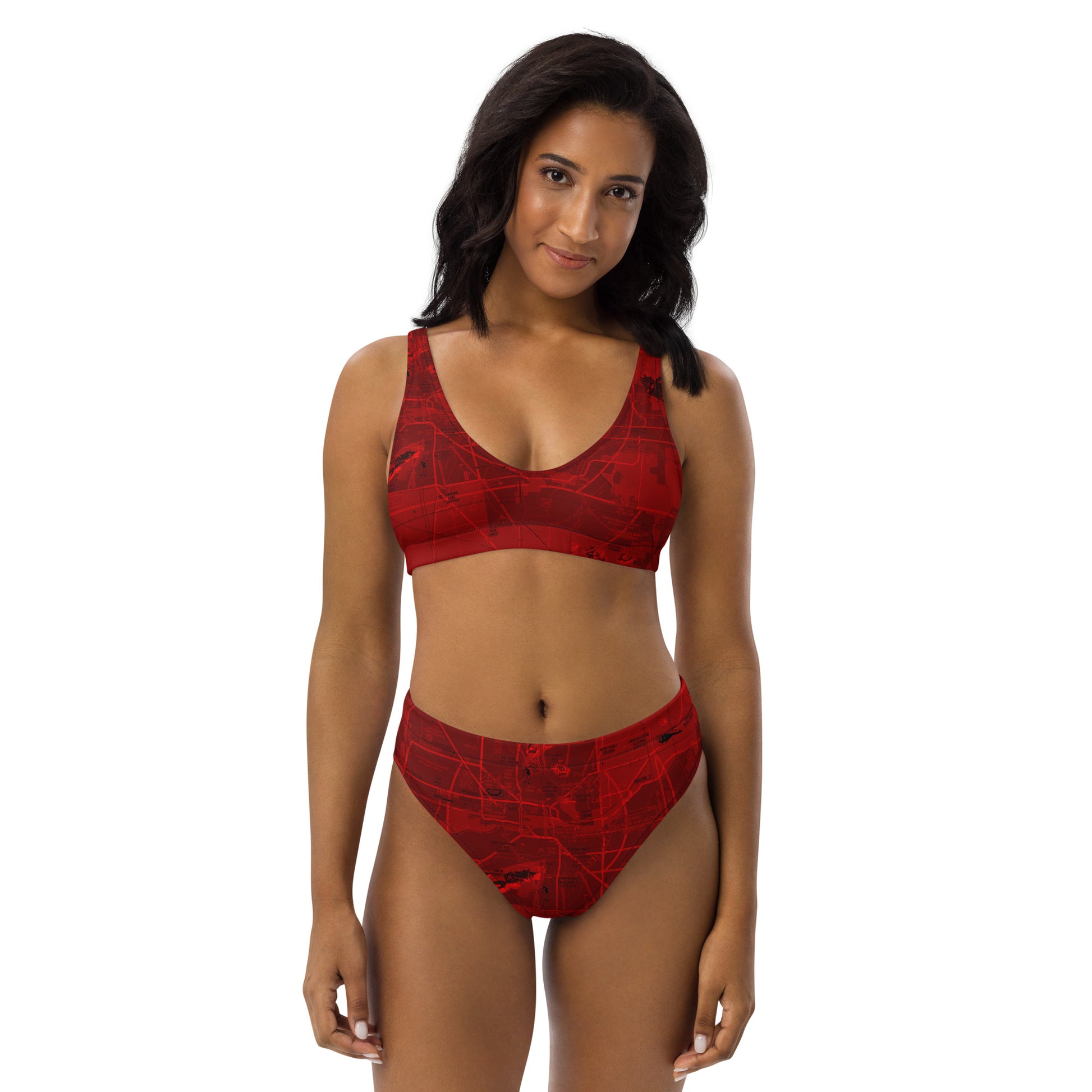 Phoenix TAC Chart recycled high-waisted bikini (red)