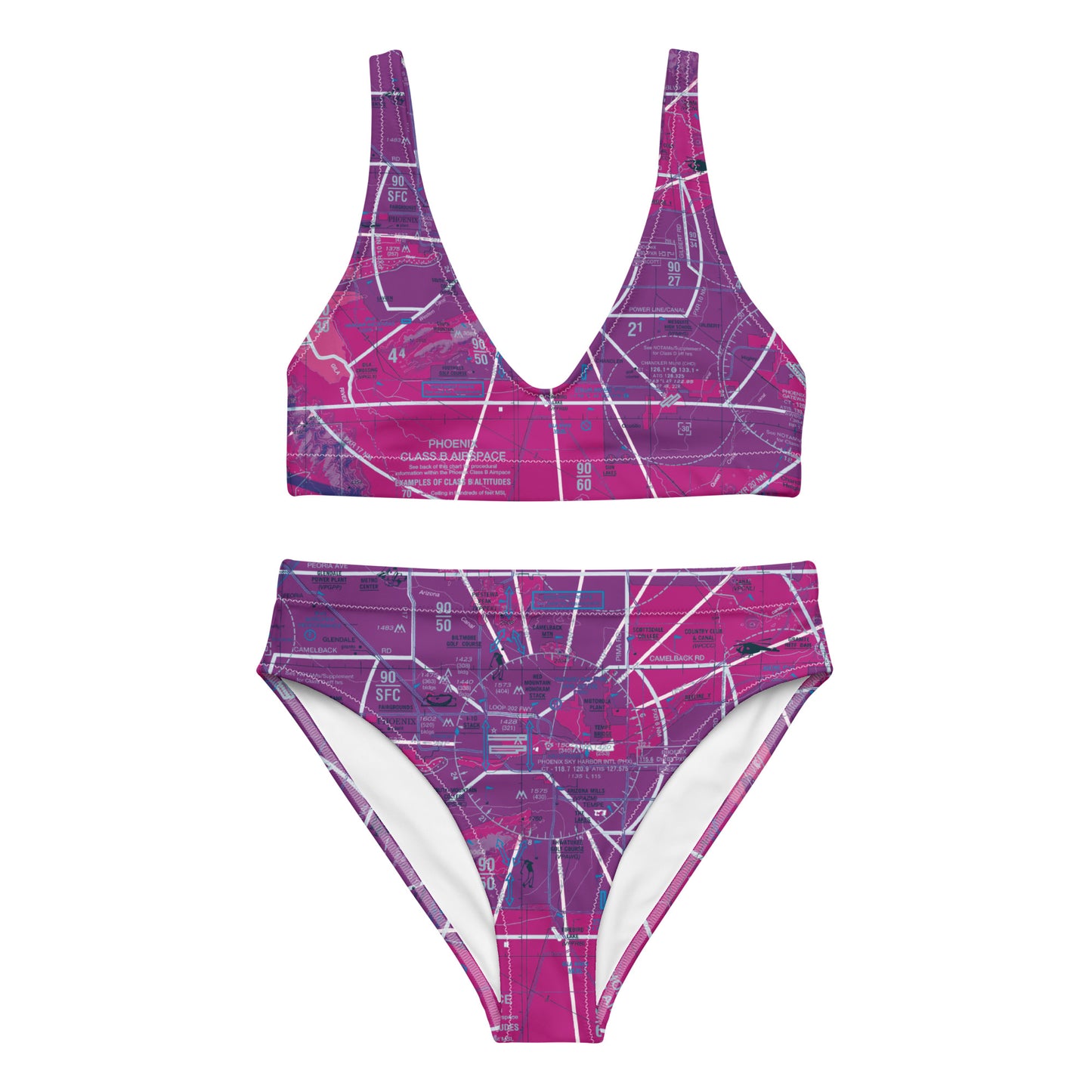 Phoenix TAC Chart recycled high-waisted bikini (pink)