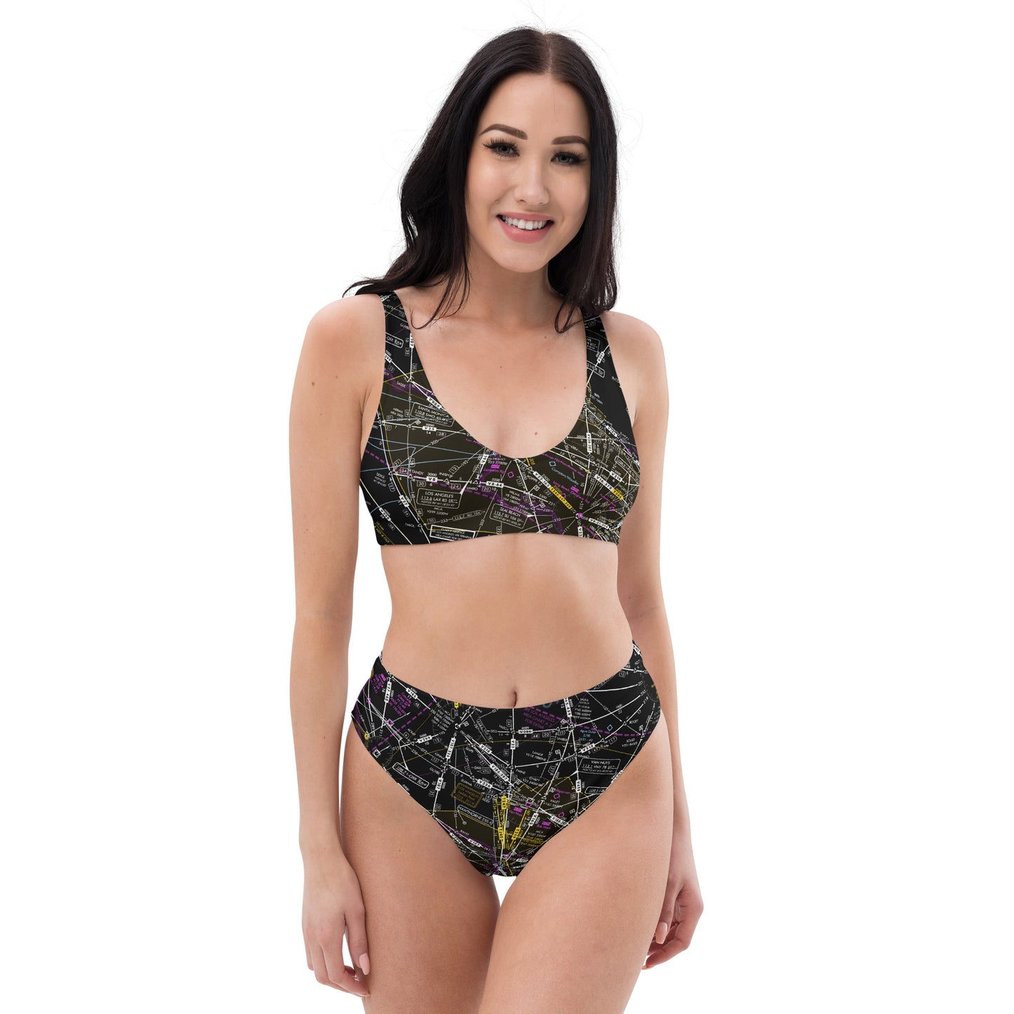 Enroute Low Altitude Chart recycled high-waisted bikini (ELUS3/invert)