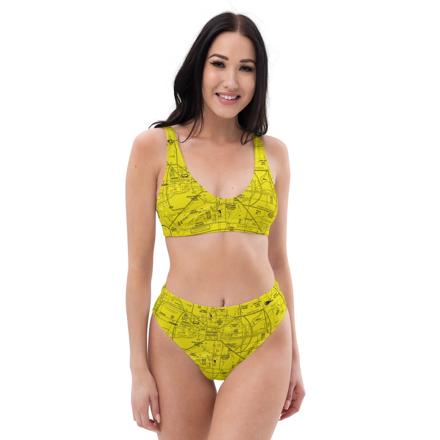 Phoenix TAC Chart recycled high-waisted bikini (yellow)