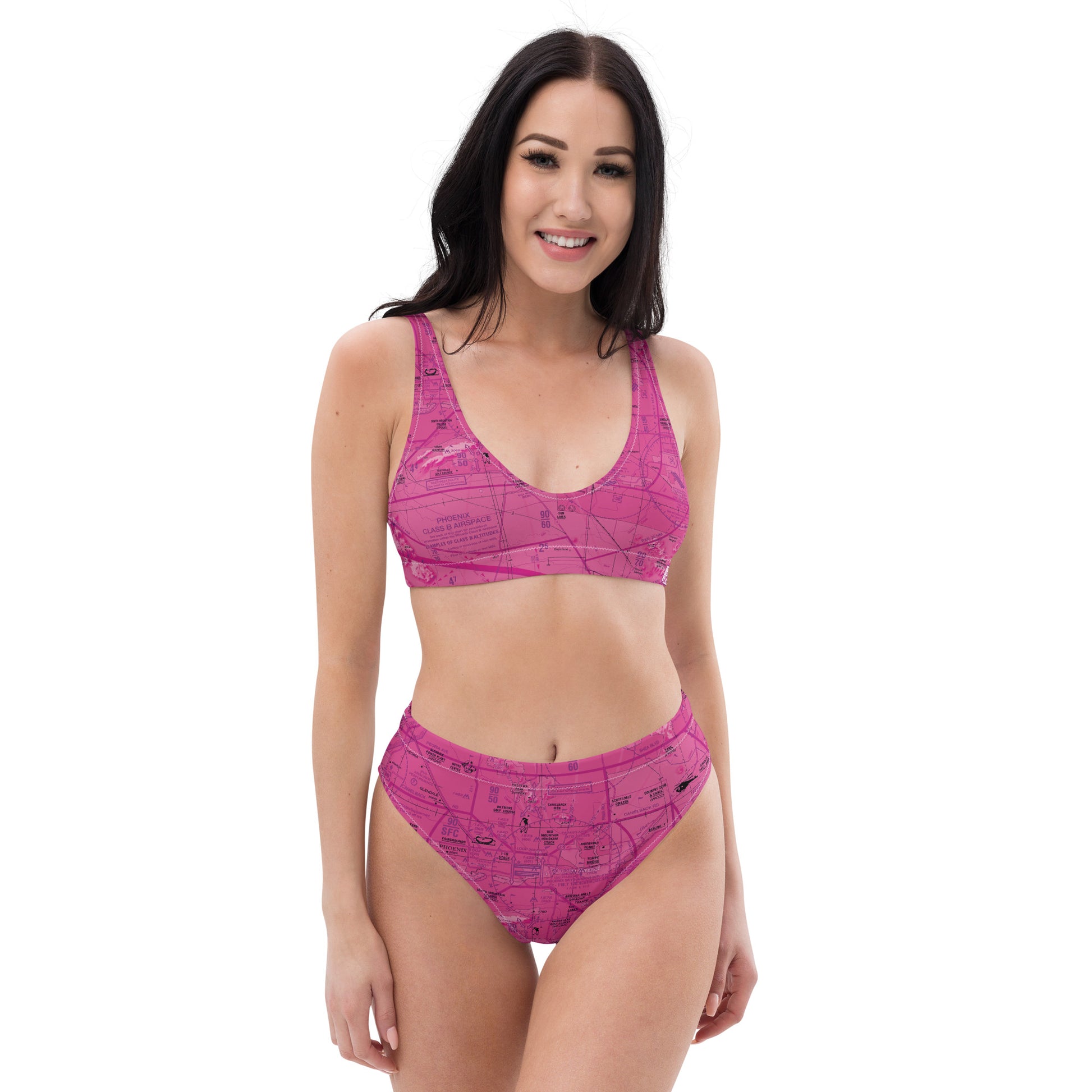 Phoenix TAC Chart recycled high-waisted bikini (pink)