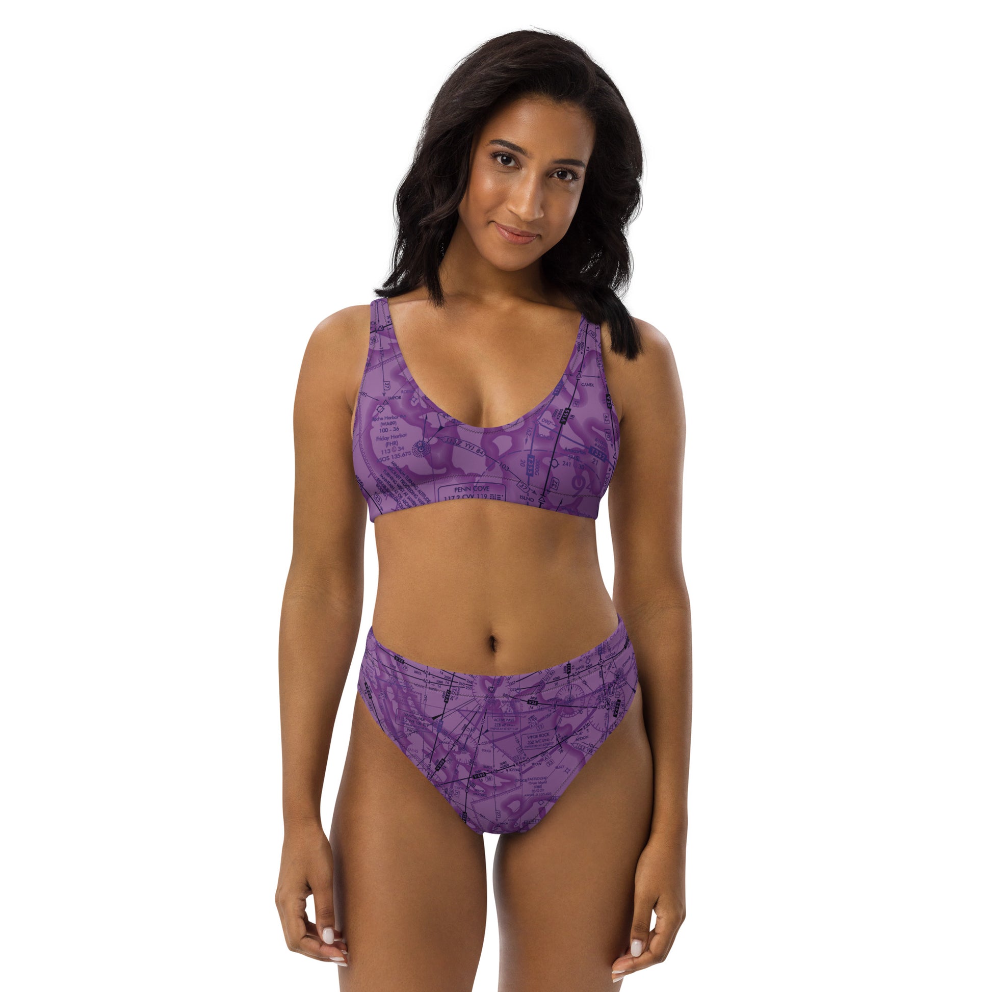 Enroute Low Altitude Chart recycled high-waisted bikini (ELUS1/purple)