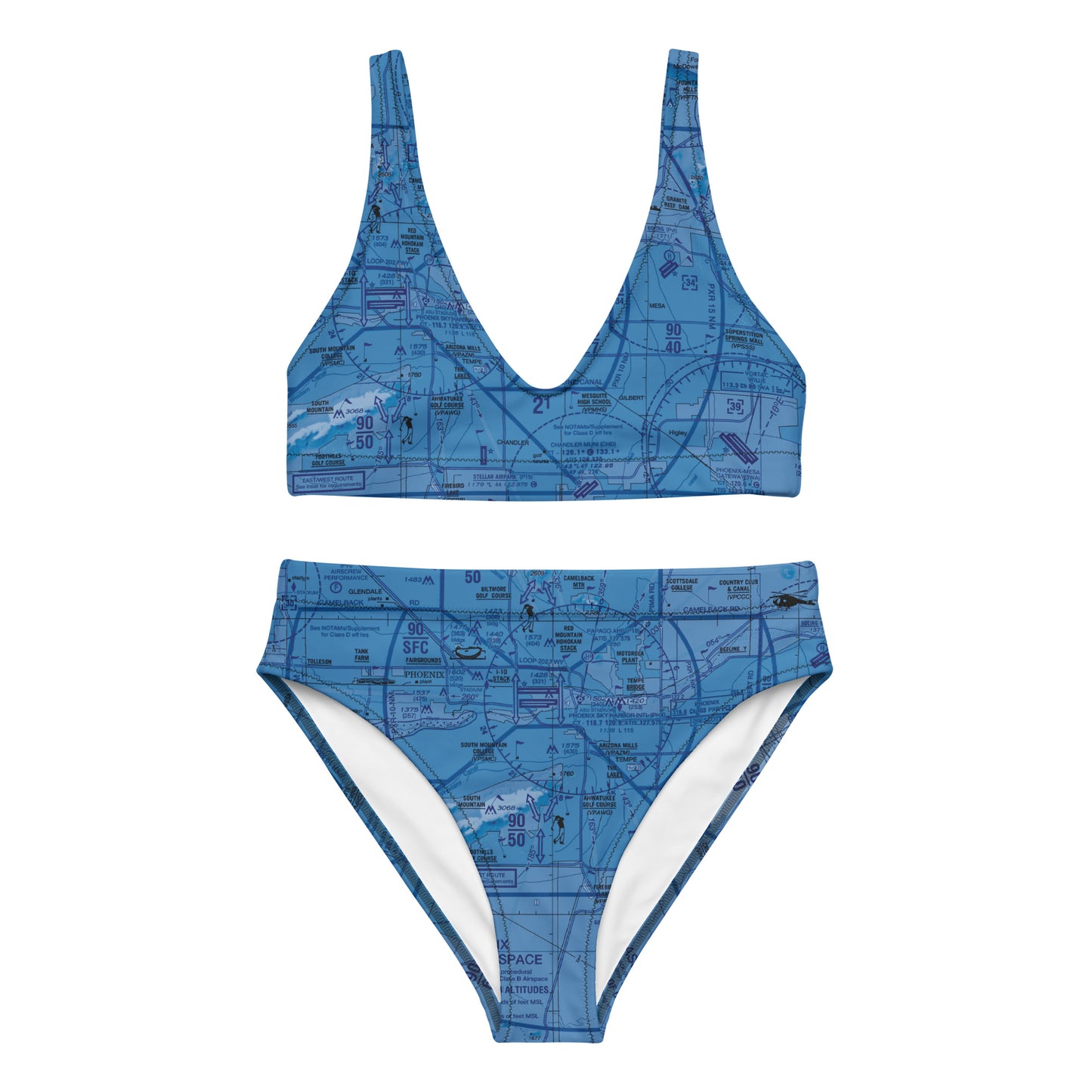 Phoenix TAC Chart recycled high-waisted bikini (blue)