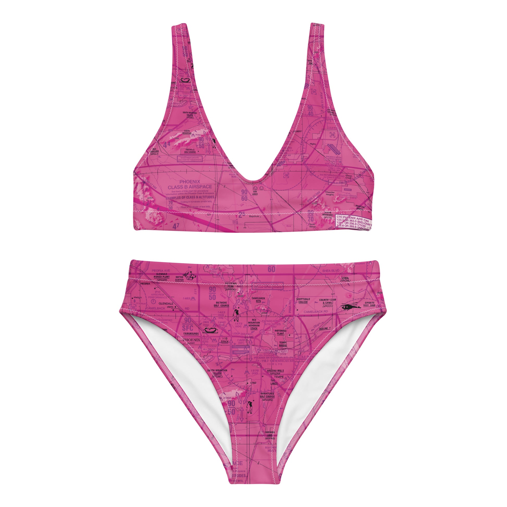 Phoenix TAC Chart recycled high-waisted bikini (pink)