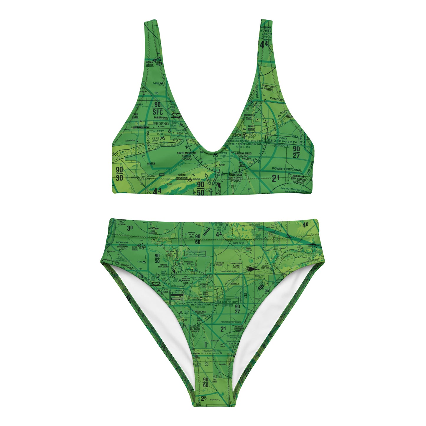 Phoenix TAC Chart recycled high-waisted bikini (green)