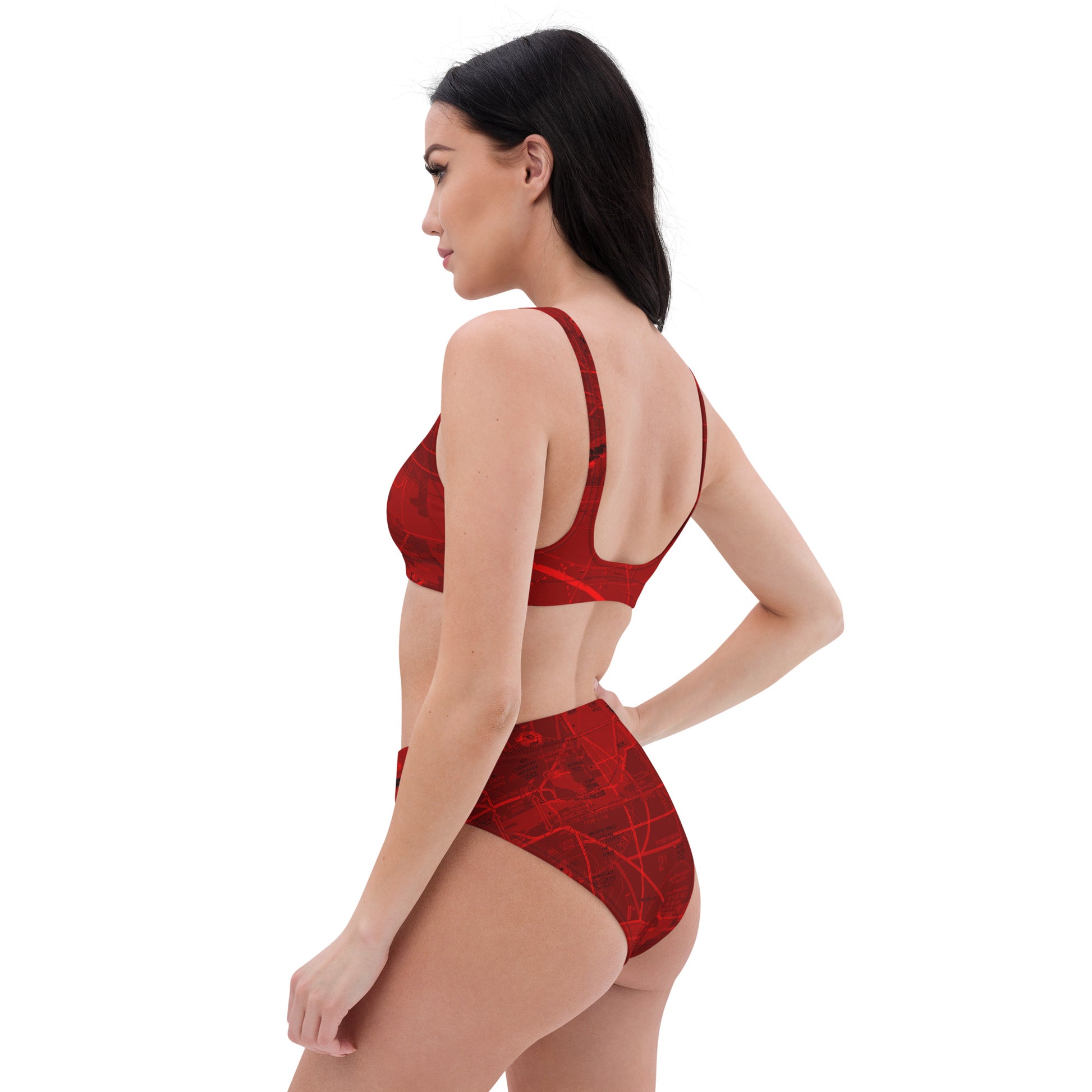 Phoenix TAC Chart recycled high-waisted bikini (red)