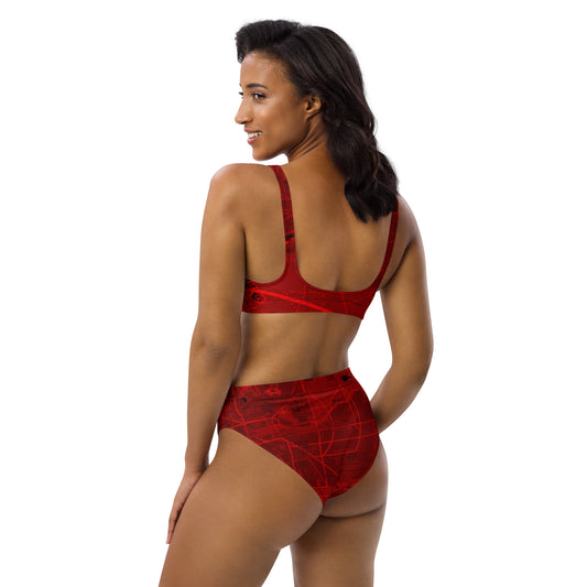 Phoenix TAC Chart recycled high-waisted bikini (red)