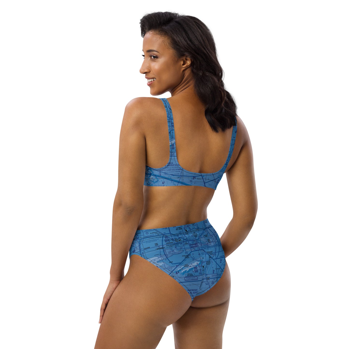 Phoenix TAC Chart recycled high-waisted bikini (blue)