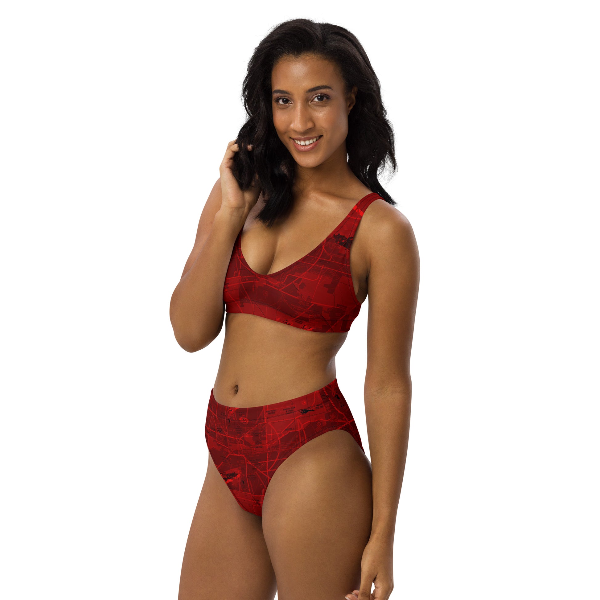 Phoenix TAC Chart recycled high-waisted bikini (red)