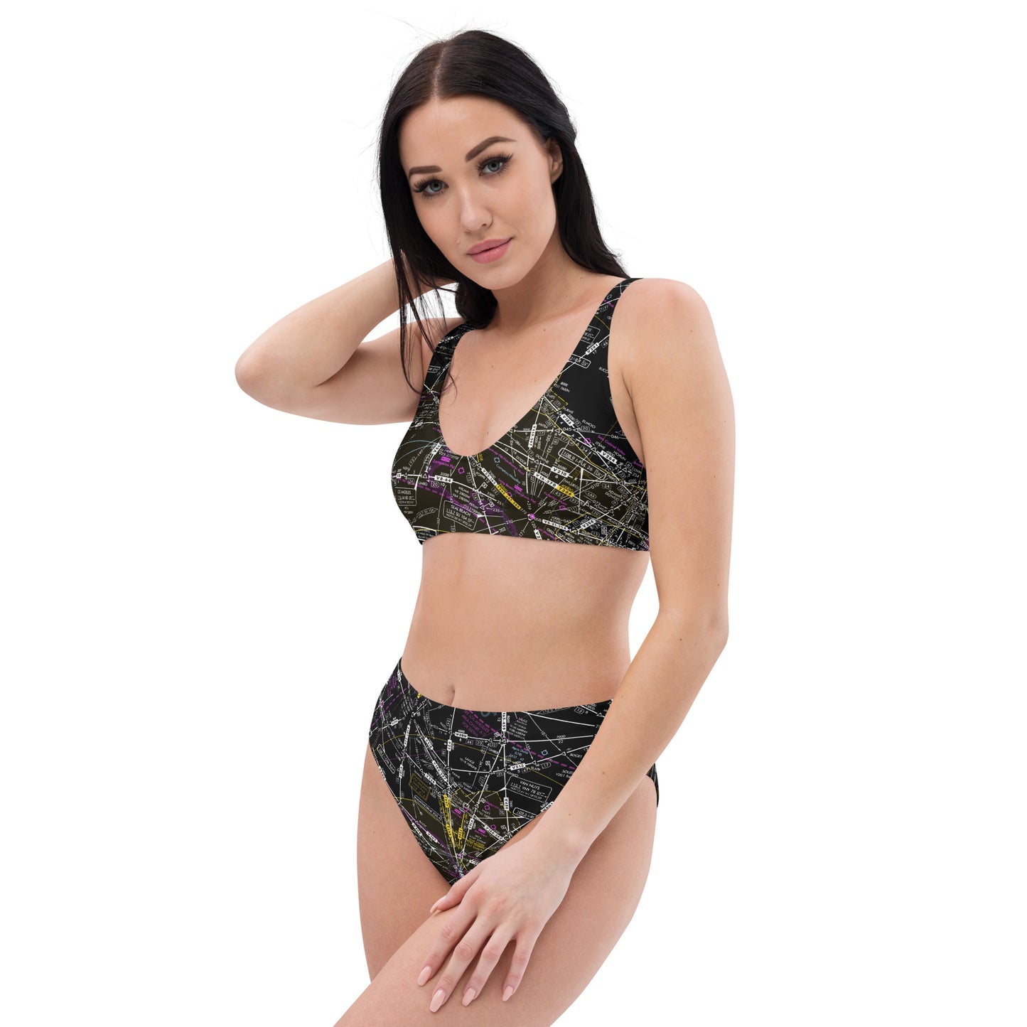 Enroute Low Altitude Chart recycled high-waisted bikini (ELUS3/invert)