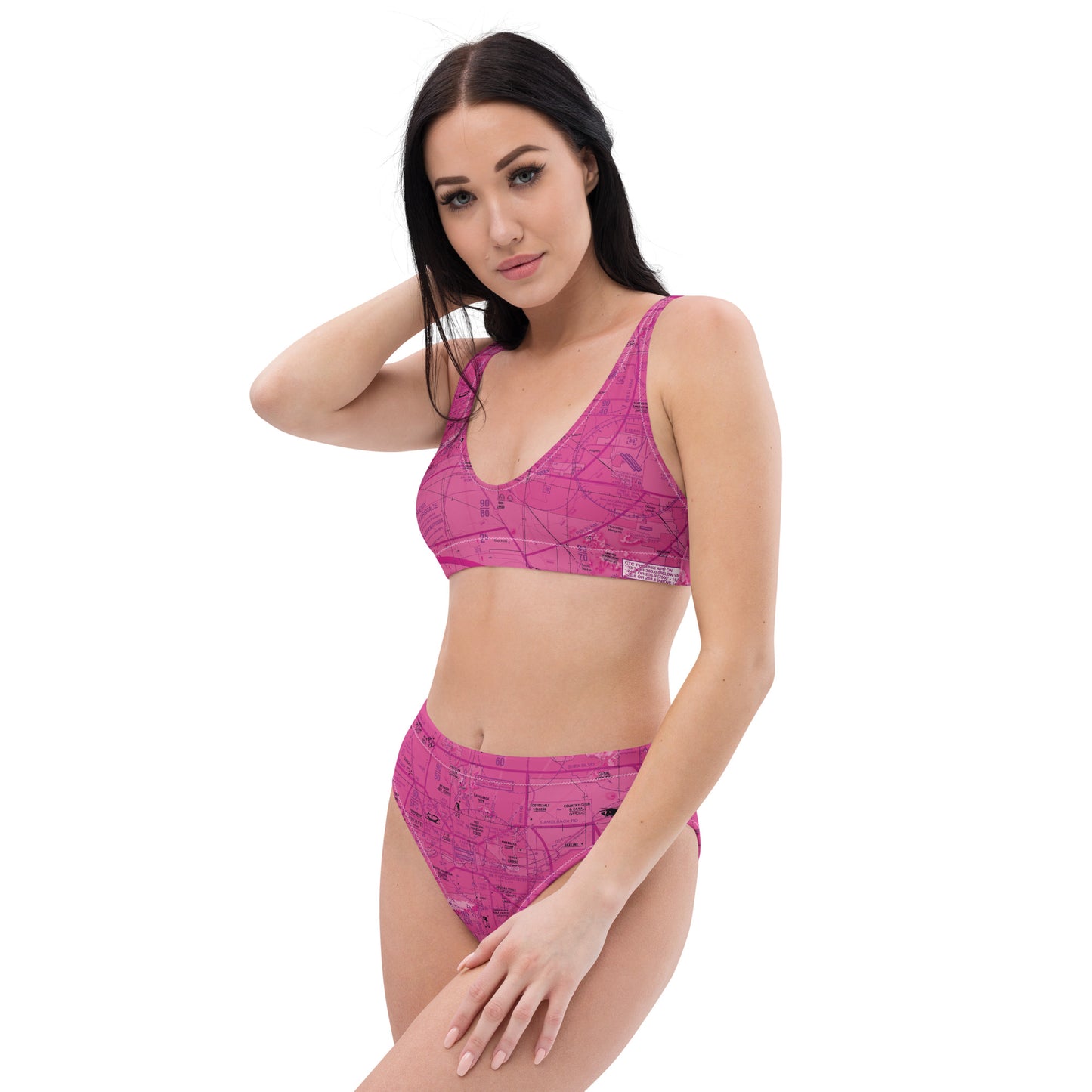 Phoenix TAC Chart recycled high-waisted bikini (pink)