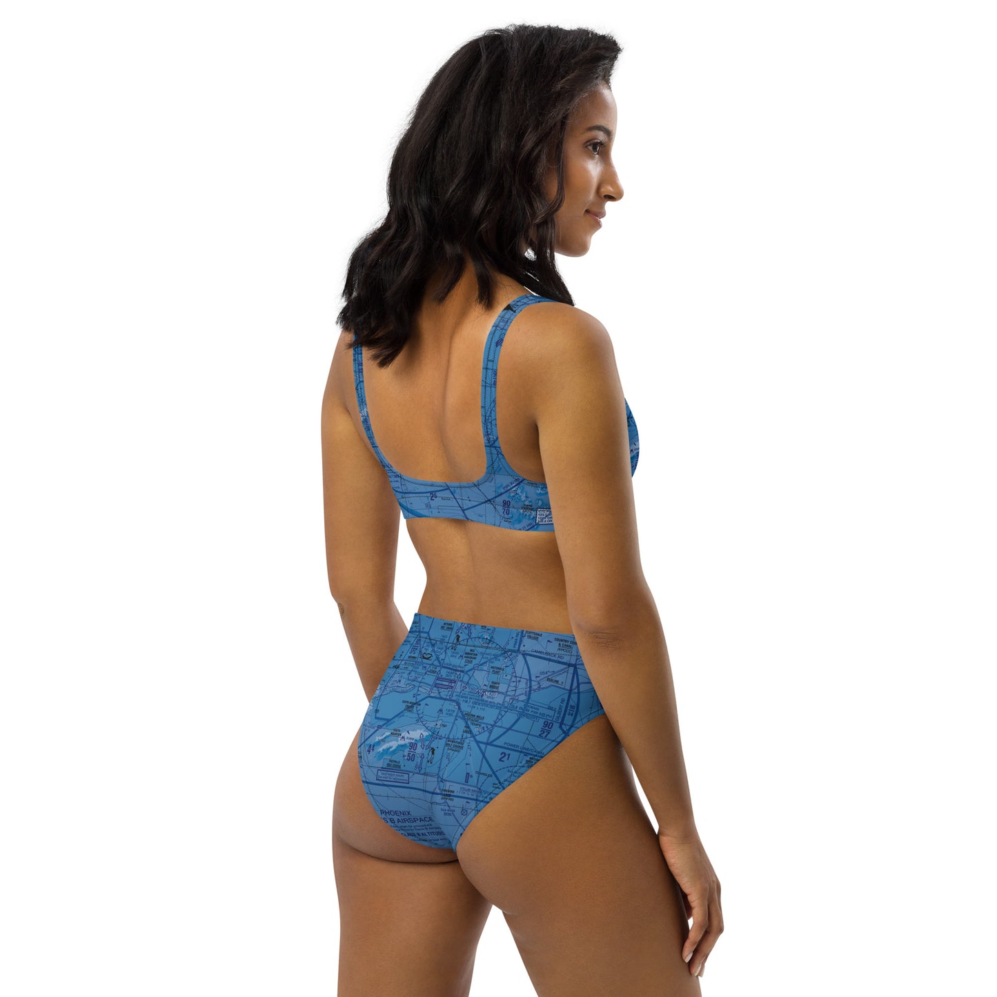 Phoenix TAC Chart recycled high-waisted bikini (blue)