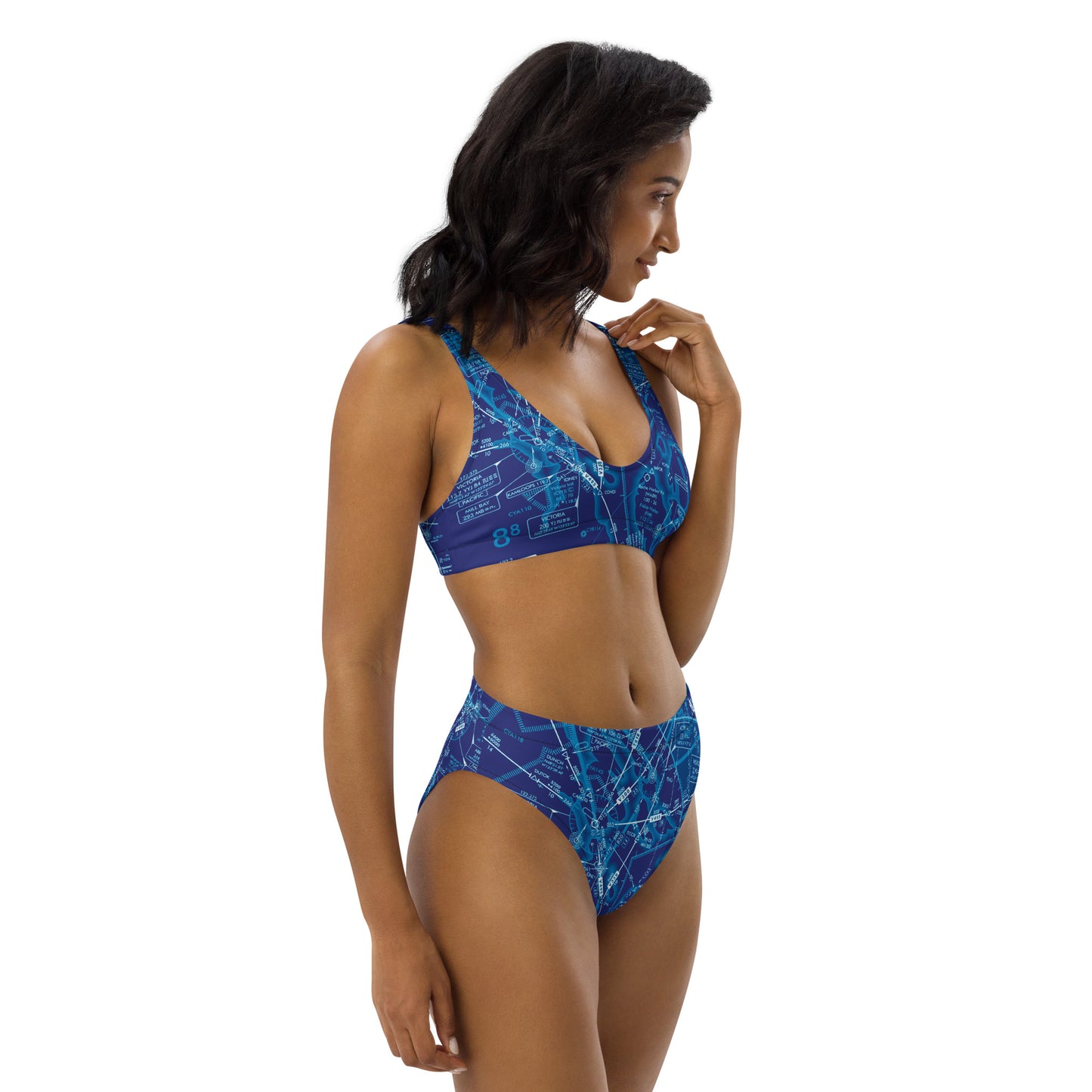 Enroute Low Altitude Chart recycled high-waisted bikini (blue)
