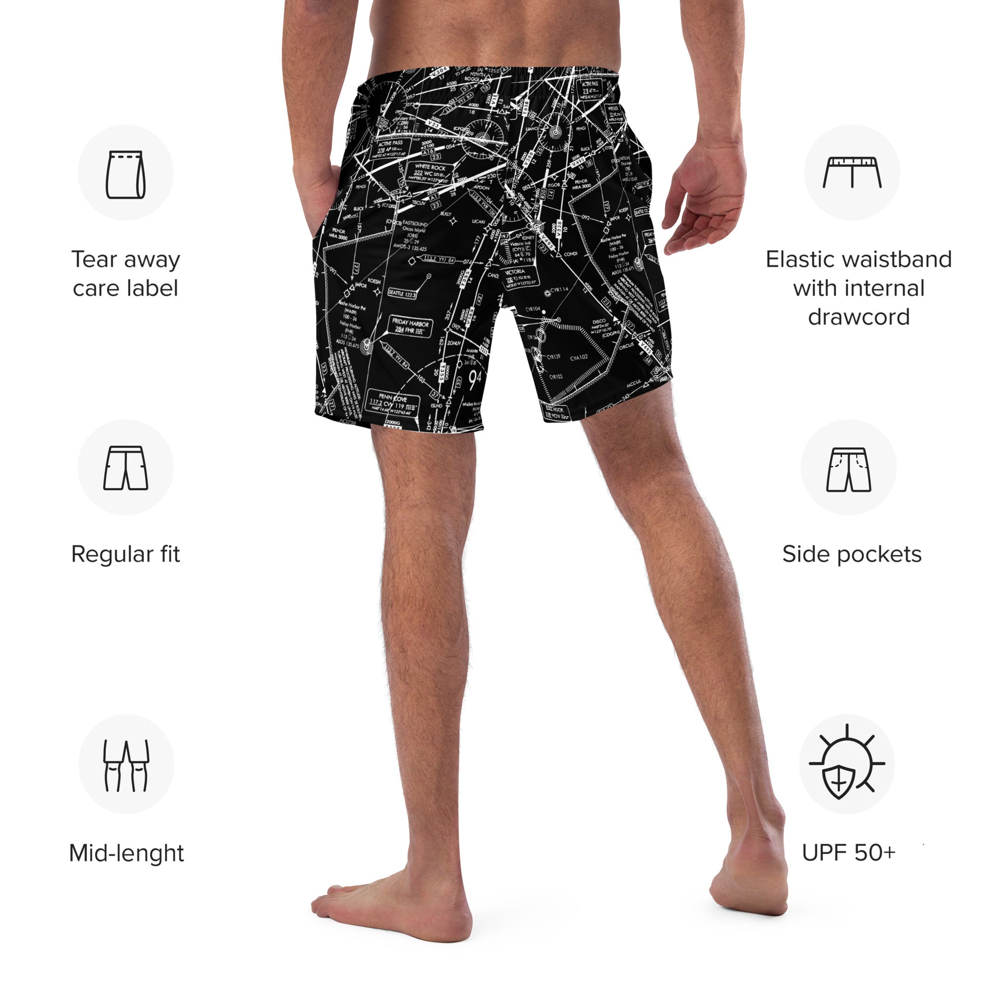 Enroute Low Altitude (ELUS1) Chart - men's swim trunks (black)