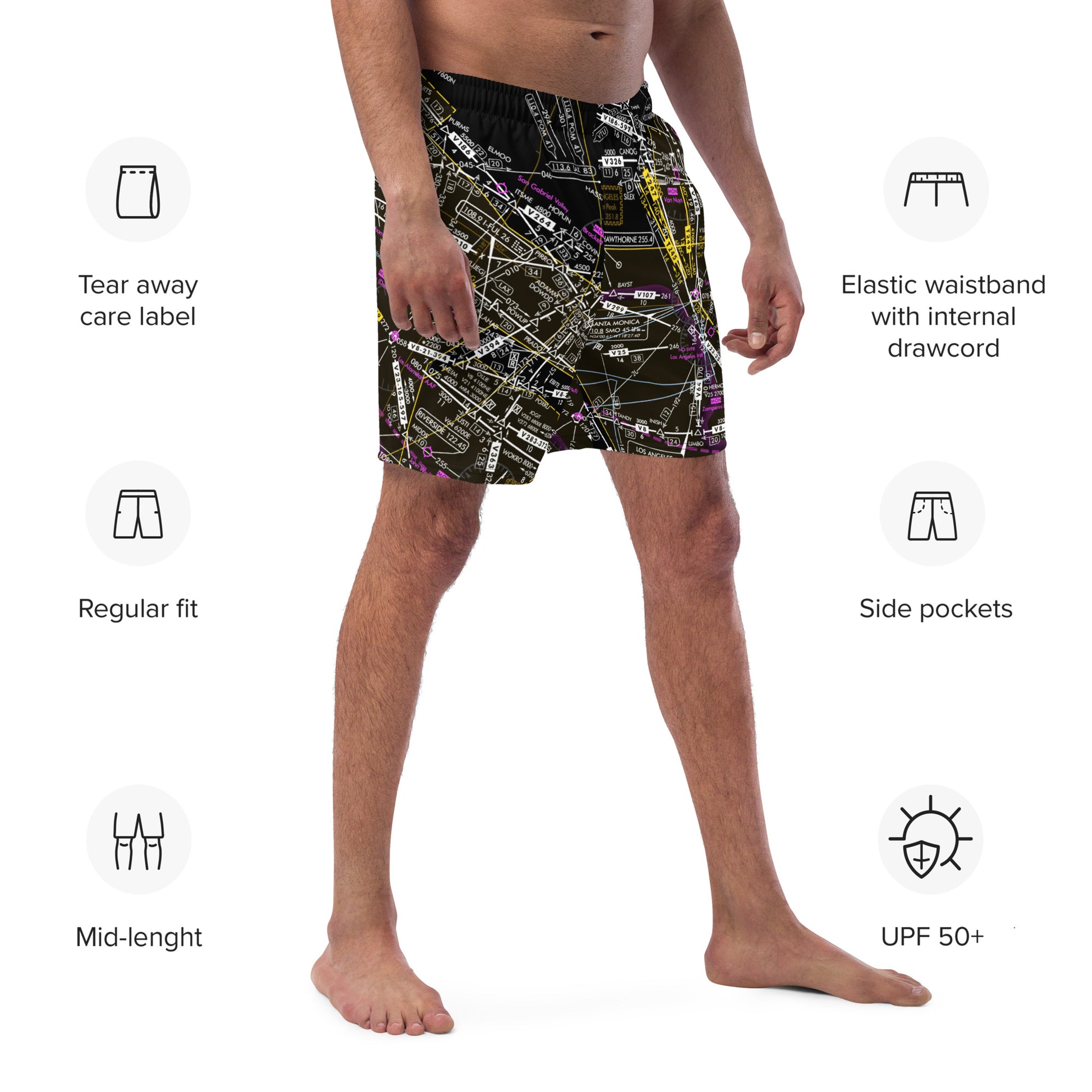 Aeronautical Chart - men's swim trunks (invert 2)