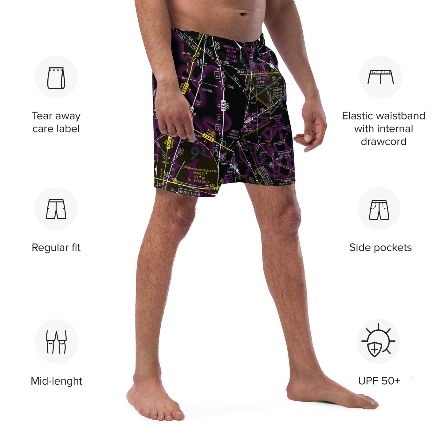 Enroute Low Altitude (ELUS1) Chart - men's swim trunks (invert)