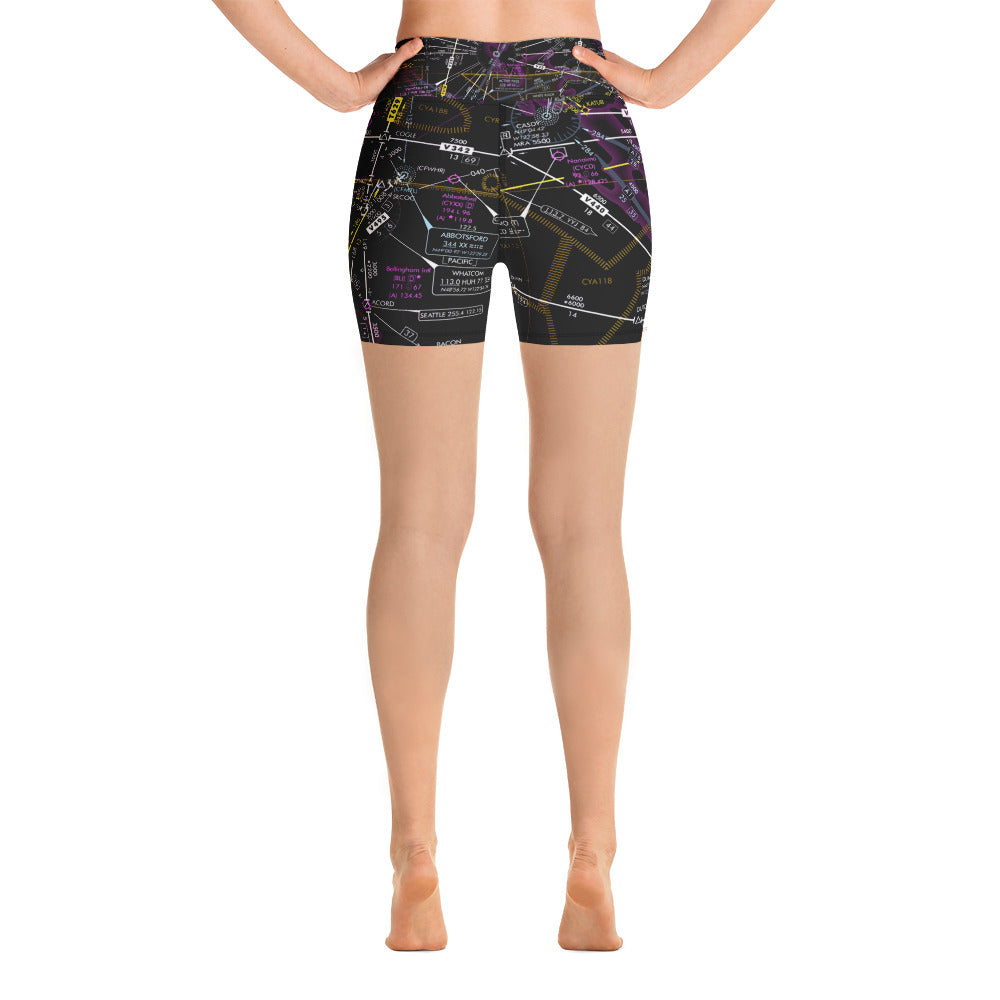 Aeronautical Chart Yoga Shorts (invert)