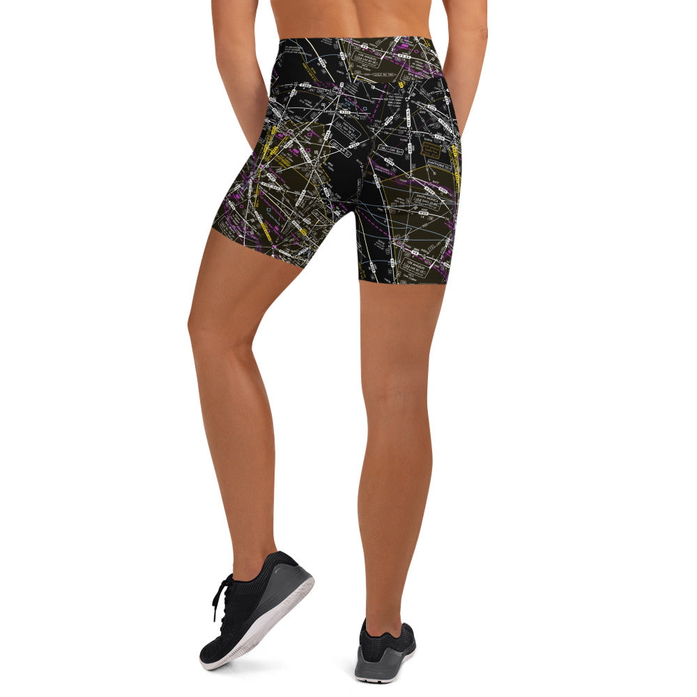 Aeronautical Chart Yoga Shorts (invert 2)Aeronautical Chart Yoga Shorts (invert 2)