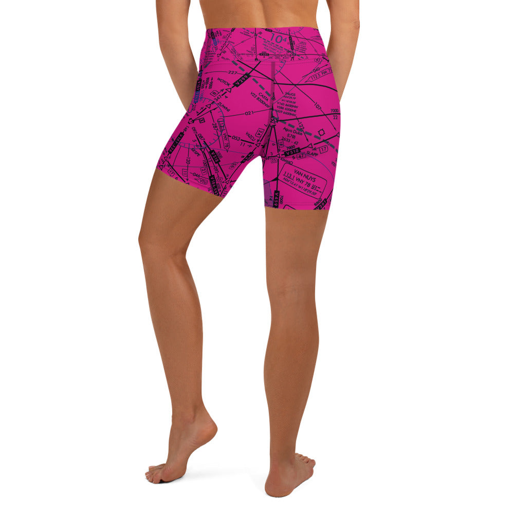 Enroute Low Altitude Chart yoga shorts (pink)