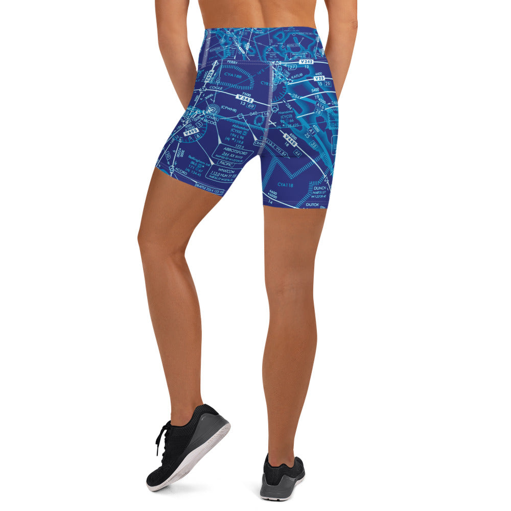 Enroute Low Altitude Chart yoga shorts (blue)