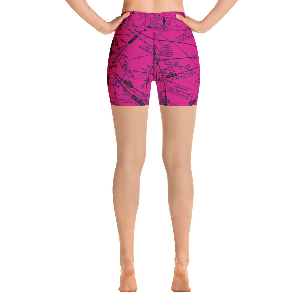 Enroute Low Altitude Chart yoga shorts (pink)
