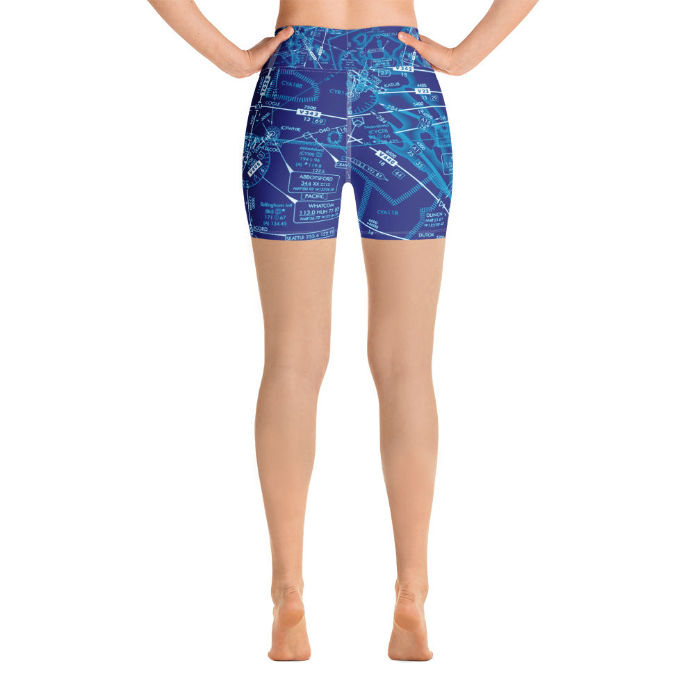 Enroute Low Altitude Chart yoga shorts (blue)