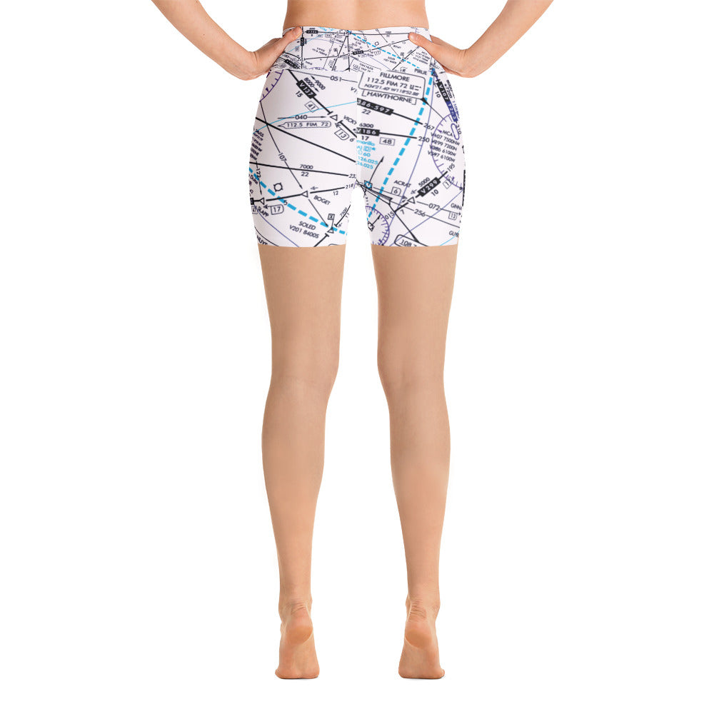 Enroute Low Altitude Chart yoga shorts (white)