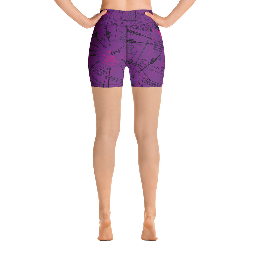 Enroute Low Altitude Chart yoga shorts (purple)