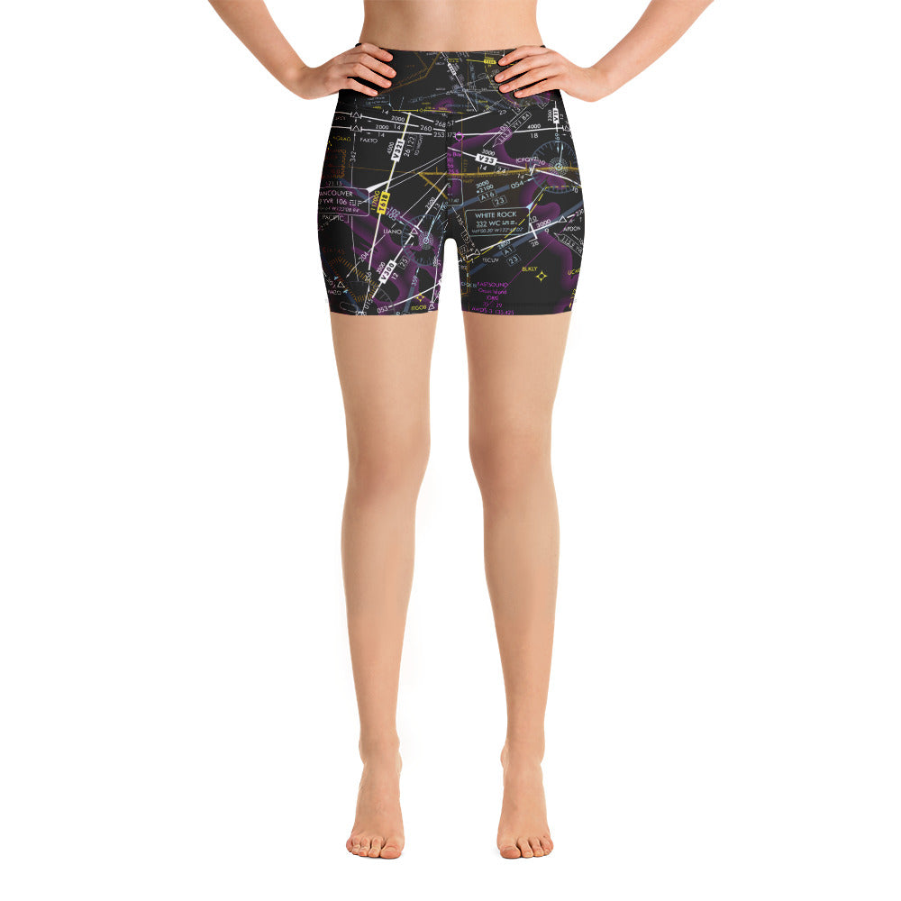 Aeronautical Chart Yoga Shorts (invert)