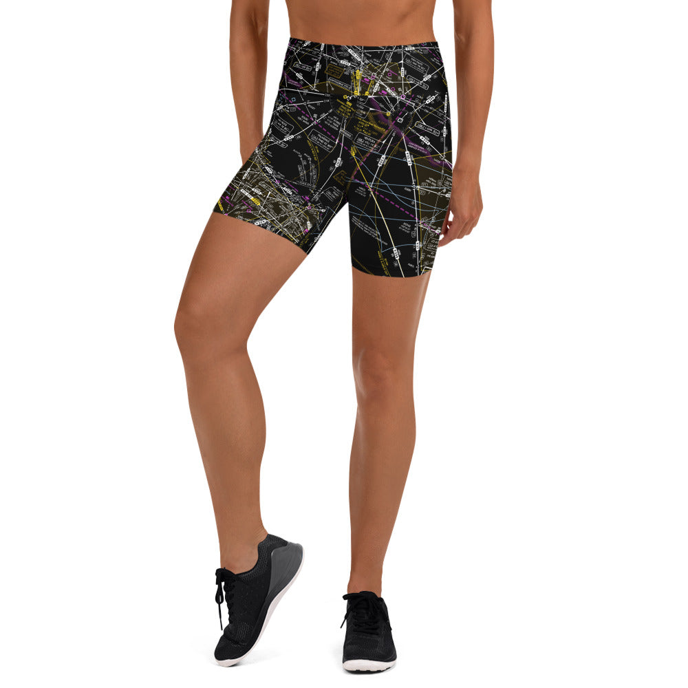 Aeronautical Chart Yoga Shorts (invert 2)