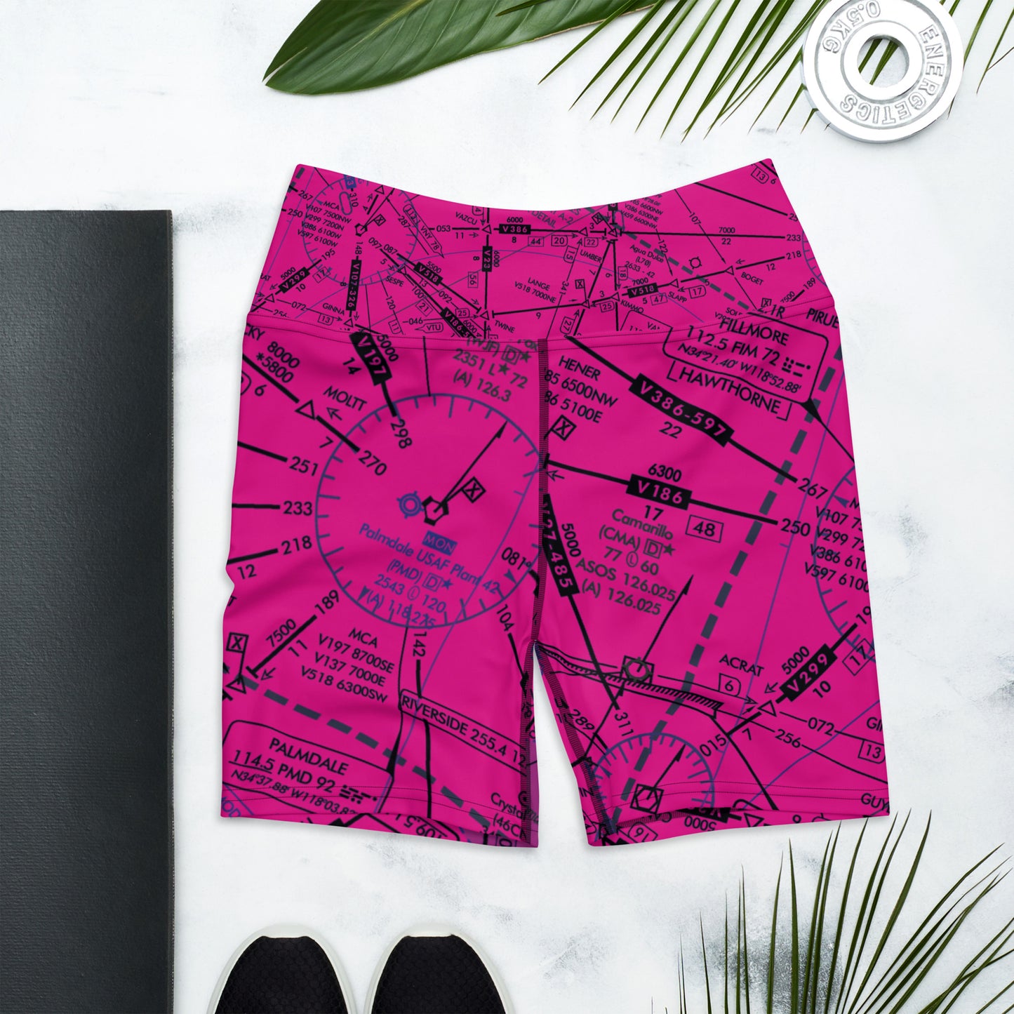 Enroute Low Altitude Chart yoga shorts (pink)