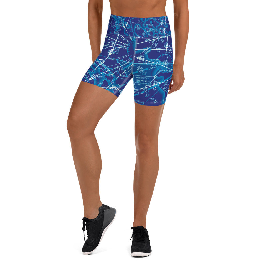 Enroute Low Altitude Chart yoga shorts (blue)