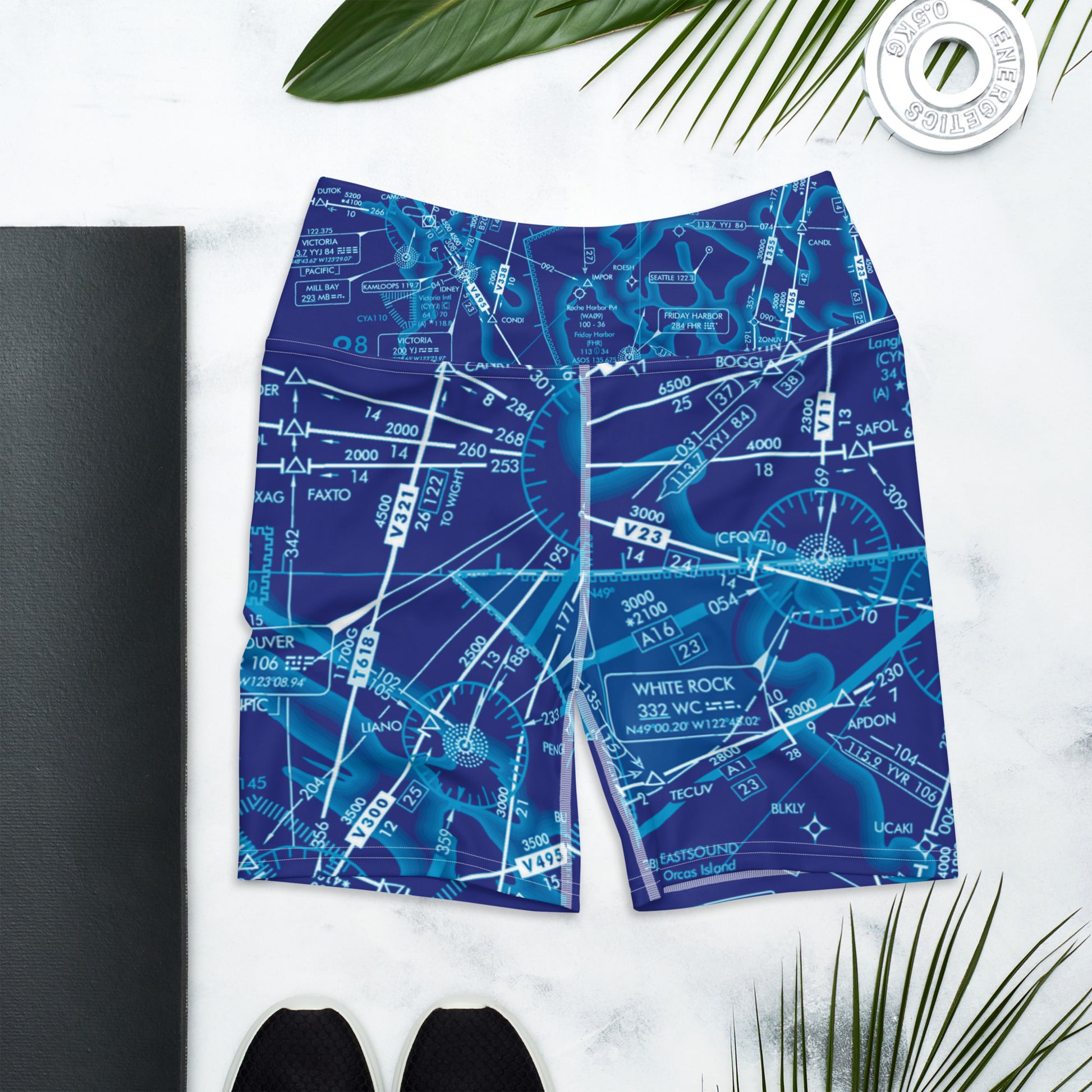 Enroute Low Altitude Chart yoga shorts (blue)