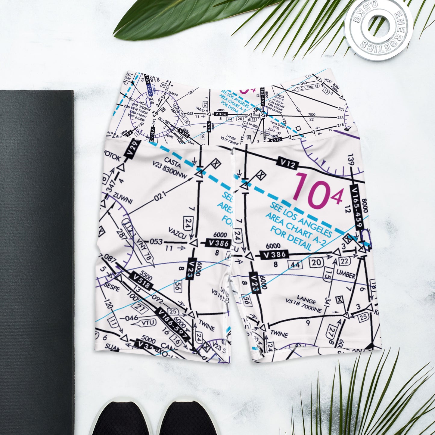 Enroute Low Altitude Chart yoga shorts (white)