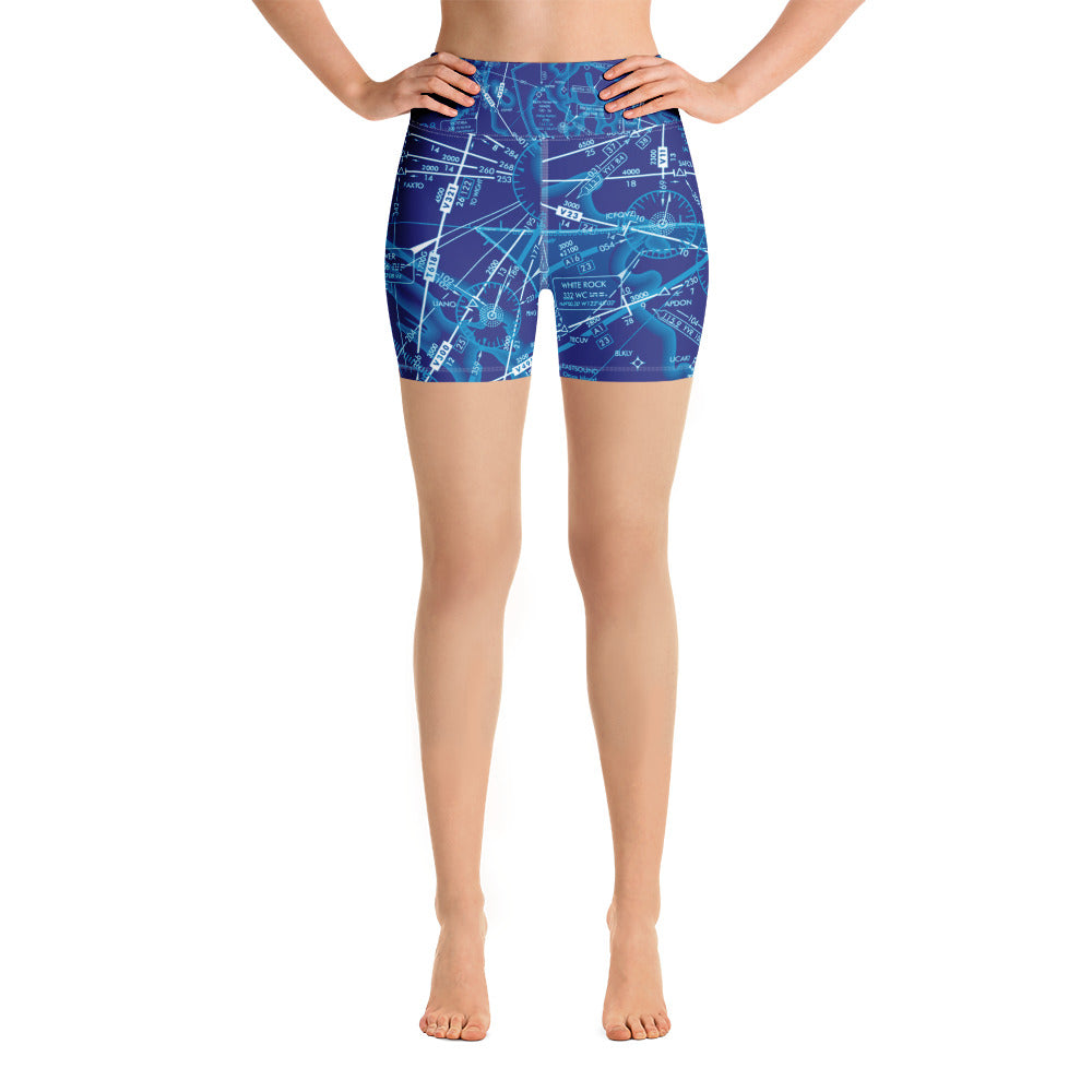 Enroute Low Altitude Chart yoga shorts (blue)