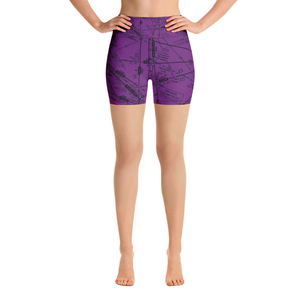 Enroute Low Altitude Chart yoga shorts (purple)