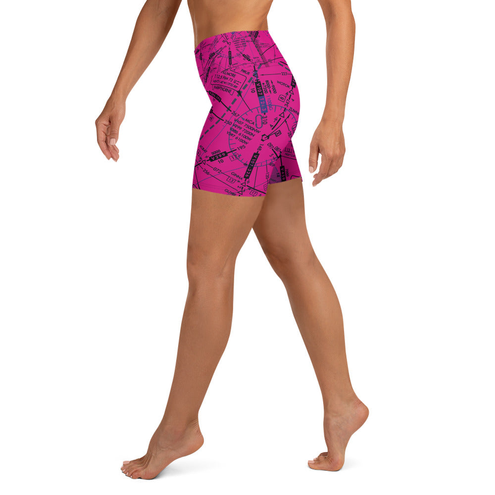 Enroute Low Altitude Chart yoga shorts (pink)