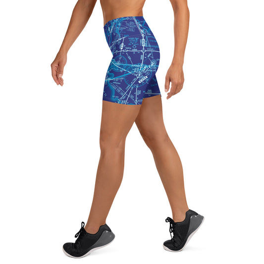 Enroute Low Altitude Chart yoga shorts (blue)