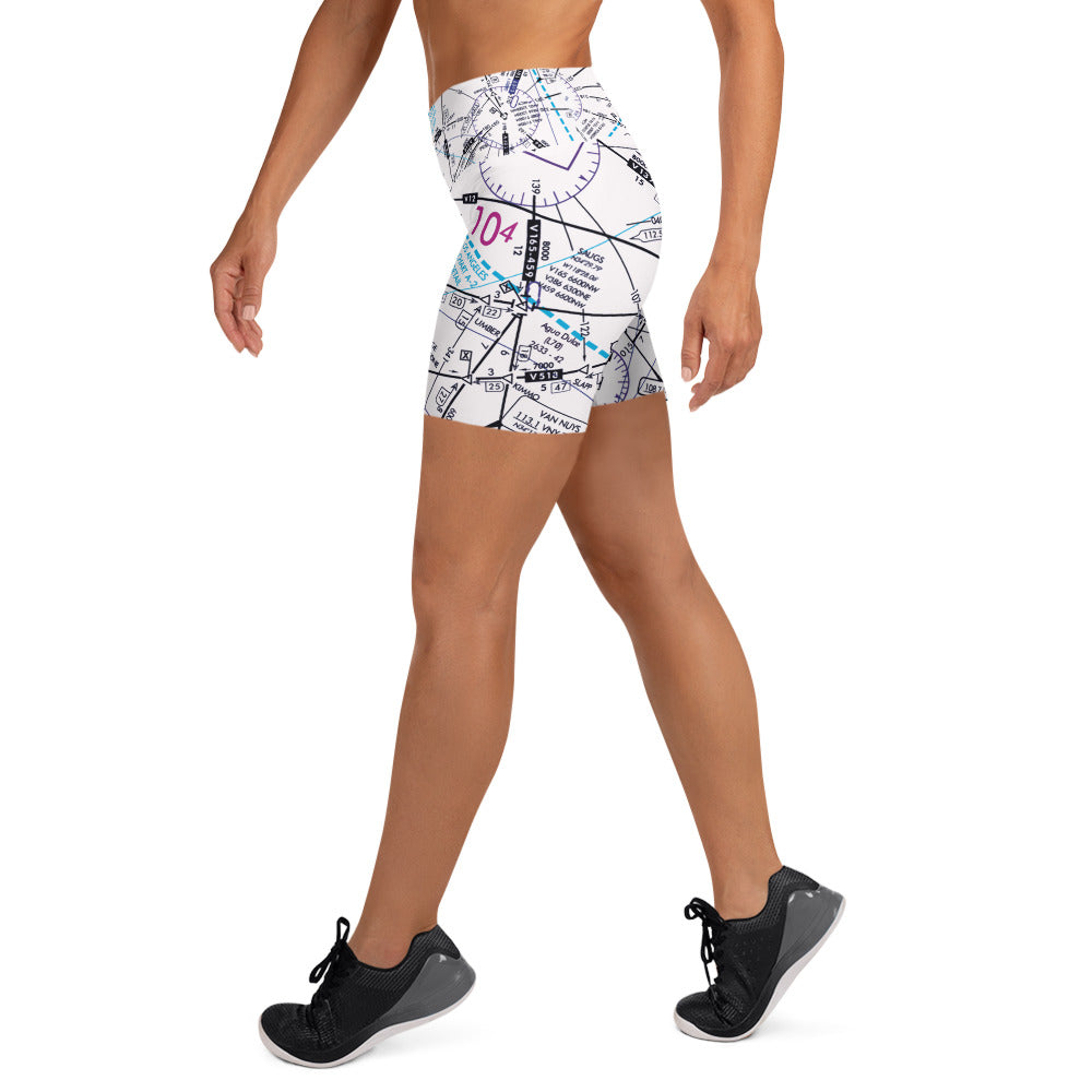 Enroute Low Altitude Chart yoga shorts (white)