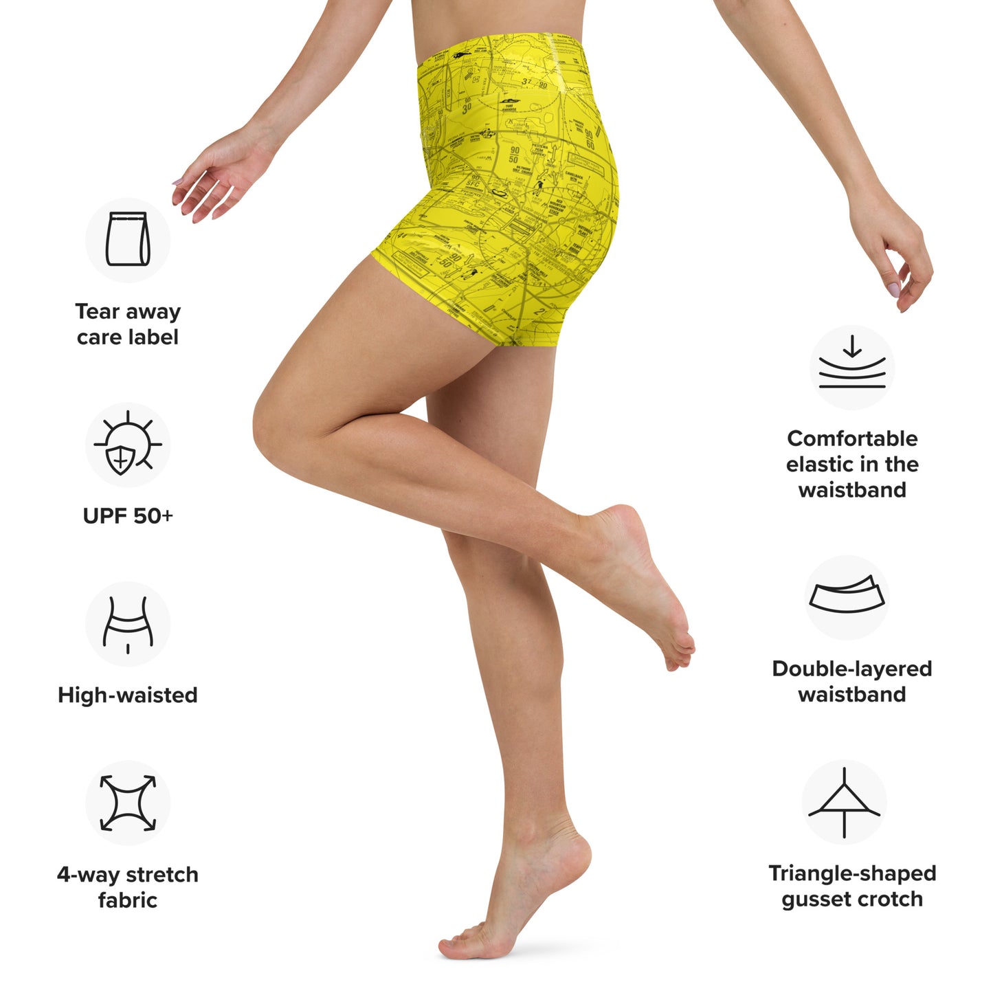 Phoenix TAC Chart yoga shorts (yellow)