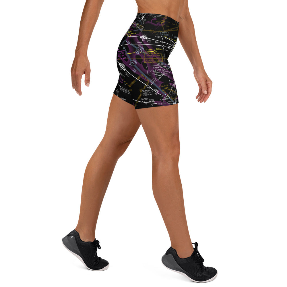 Aeronautical Chart Yoga Shorts (invert)