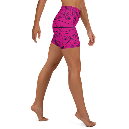 Enroute Low Altitude Chart yoga shorts (pink)